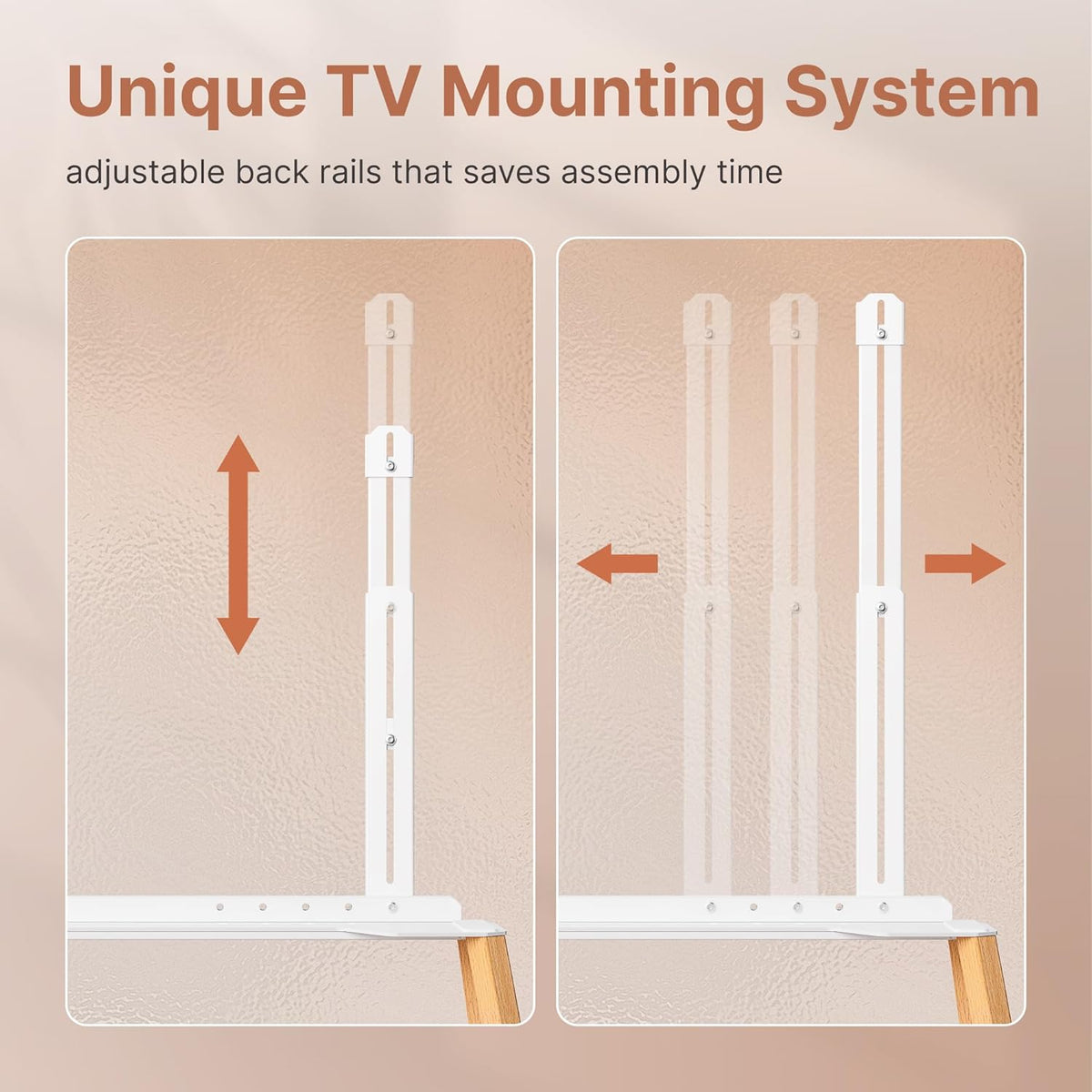 Rolling Easel TV Stand for 49-75" TVs, 88 lbs, White - Image 3