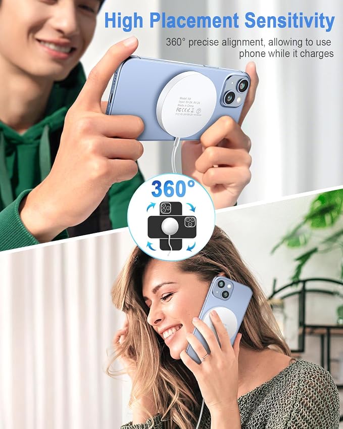 Magnetic Wireless Charger Mag Safe Charging Pad for iPhone 17/16/15/14/13 | 20W Type-C Adapter, Fast LED Charging for iPhone 17/17 Pro Max/16/15/15 Plus/14/13/12, Lightweight for Travel Bedside Desk - Image 5