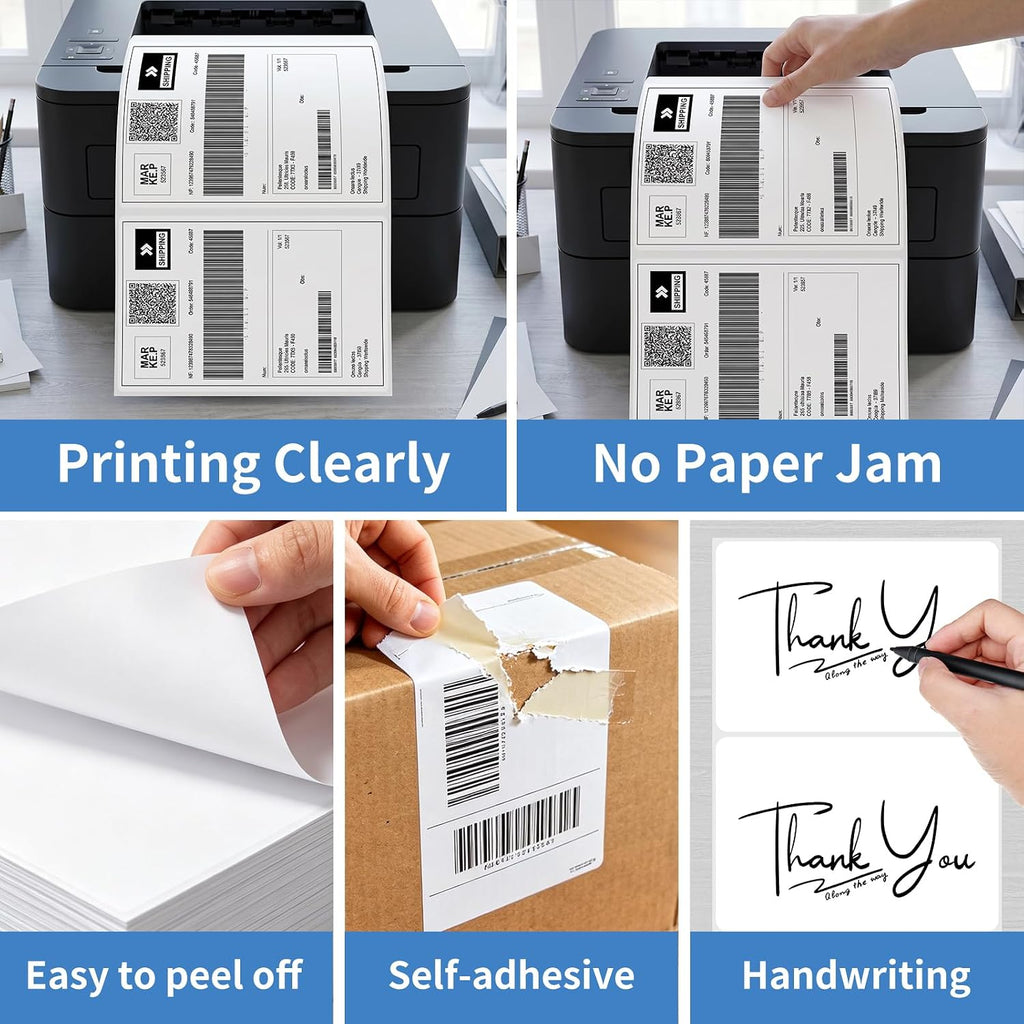 2000 Sheets Half Sheet Shipping Labels,2 Per Page Self Adhesive Mailing Labels,8.5" x 5.5" Sticker for Laser & Inkjet Printers Labels(4000 Labels) - Image 6
