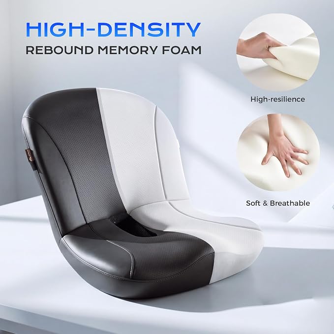 Coverado Car Seat Cushion and Lumbar Support Pillow One Piece, Napa Leather Memory Foam Ergonomic Back Support Driving Seat Cushion for Back Pain, Non-Slip Washable Cushion for Car, Driver, Office - Image 5