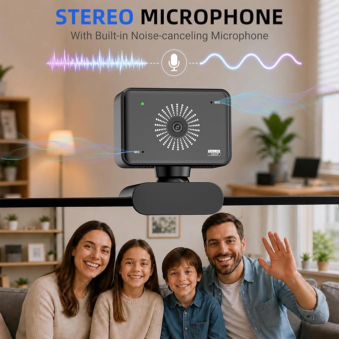 Webcam for PC, 1080P Full HD USB Webcam with Privacy Cover & Built-in Microphone, Plug and Play Computer Web Camera for Video Conference Online Class Live Streaming Video Calling (1080P) - Image 5