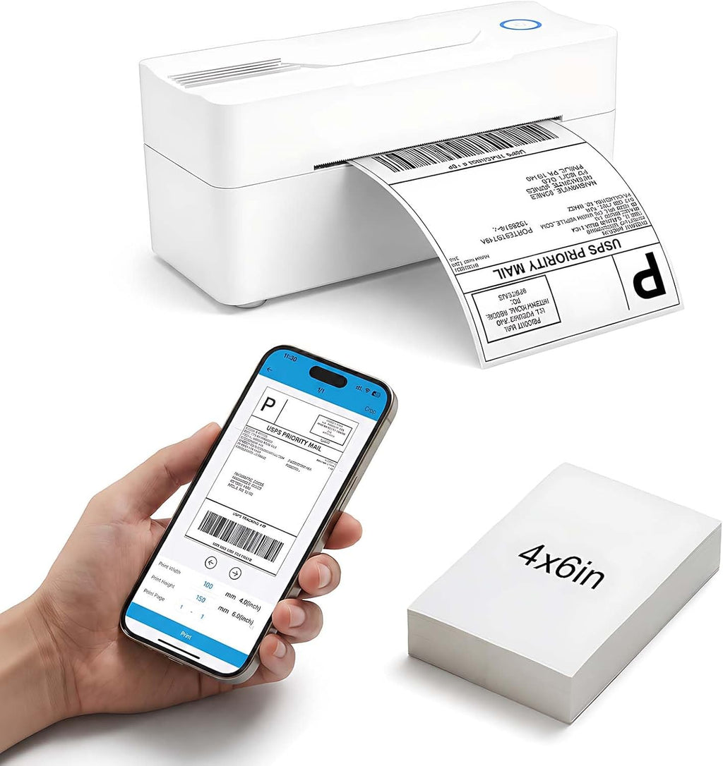 Forc Bluetooth Thermal Shipping Label Printer, 4x6, White by Forc