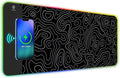 ToLuLu RGB Wireless Charging Gaming Mouse Pad, 7.5/10/15W 10 Light Modes LED Mouse Pad Computer Keyboard Mat Mousepad, 800x300x4MM Extended Large Desk Pad for Gamer, Black and White Abstract Lines by ToLuLu