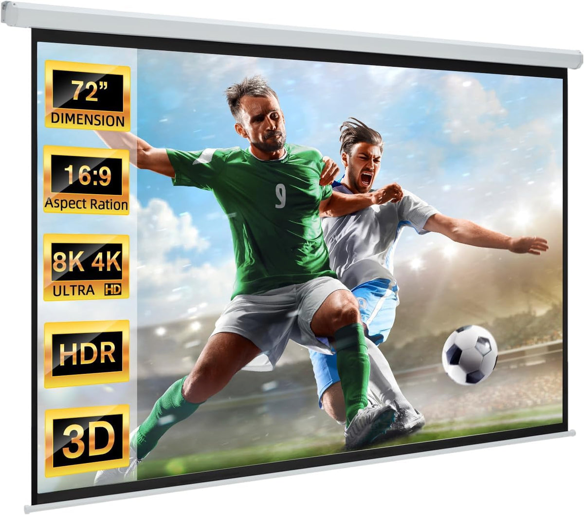 72" Projector Screen Motorized 16:9 for Home Theater Outdoor White by YODOLLA