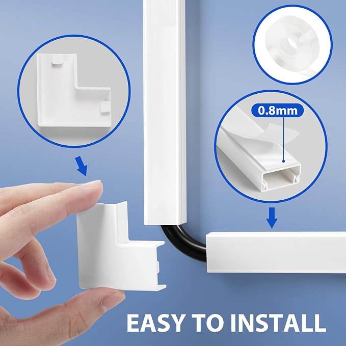 157in Cord Hider Wall Kit, Cable Hider for 1 Thick Cord, Beige | Wire Covers for Cords - TV Cord Cover Wall Kit, Cable Cover Cable Raceway , Wall Cable Concealer 10 x L15.7”, W0.78” H0.4” - Image 4