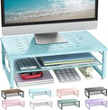 gianotter 2-Tier Metal Monitor Stand Riser | Desk Organizers and Accessories, Desk Organizer for Monitor, Office Desk Storage Organizer for Office Supplies (Blue) by gianotter