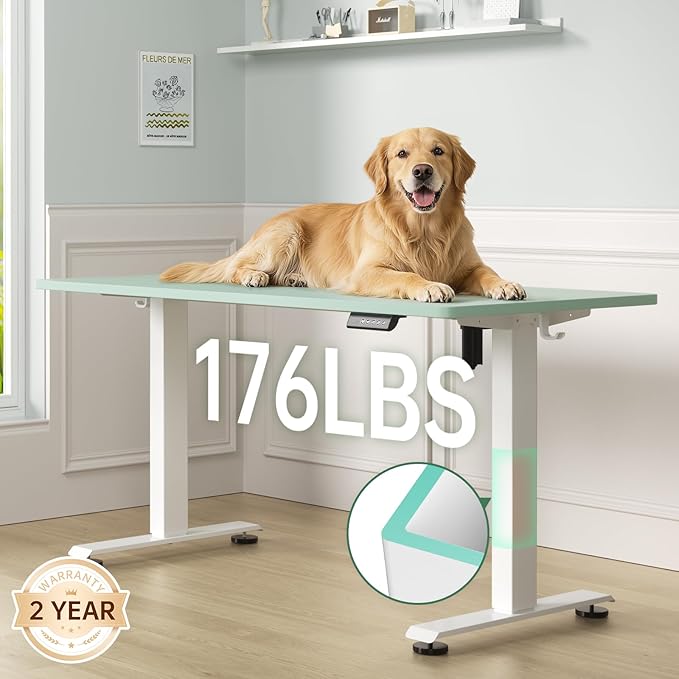 Veken 55 Inch Large Electric Standing Desk, Gaming Table, Green | Height Adjustable Sit Stand Up Computer Tables for Home Office, Study , Writing, Suit students, employees and group work - Image 5