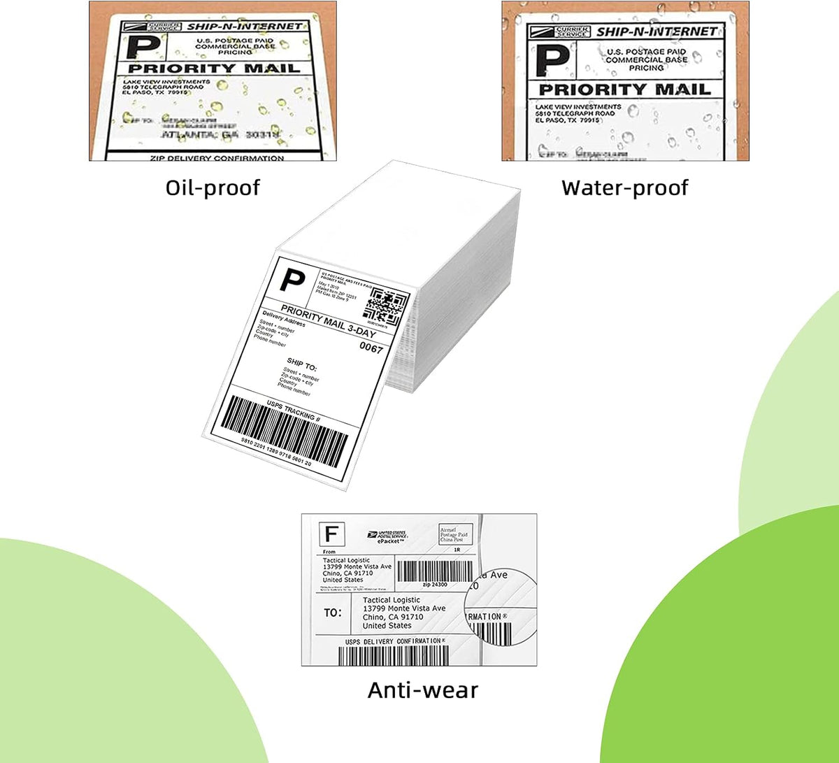 4" x 6" Fanfold Direct Thermal Labels for White Mailing Address Postage Shipping Commercial Grade Compatible with Zebra & Rollo & MUNBYN Label Printer (4 Stacks, 2000 Labels) - Image 3