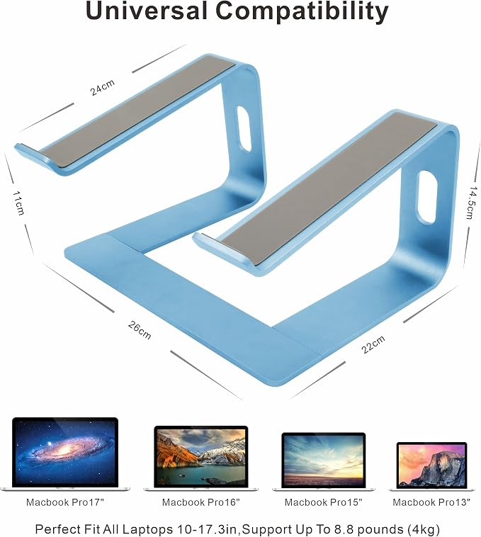 Laptop Stand,Ergonomic Aluminum Laptop Mount Computer Stand,Detachable Laptop Riser,Notebook Holder Stand,All 10-17.3" Laptops (Sky Blue) - Image 3