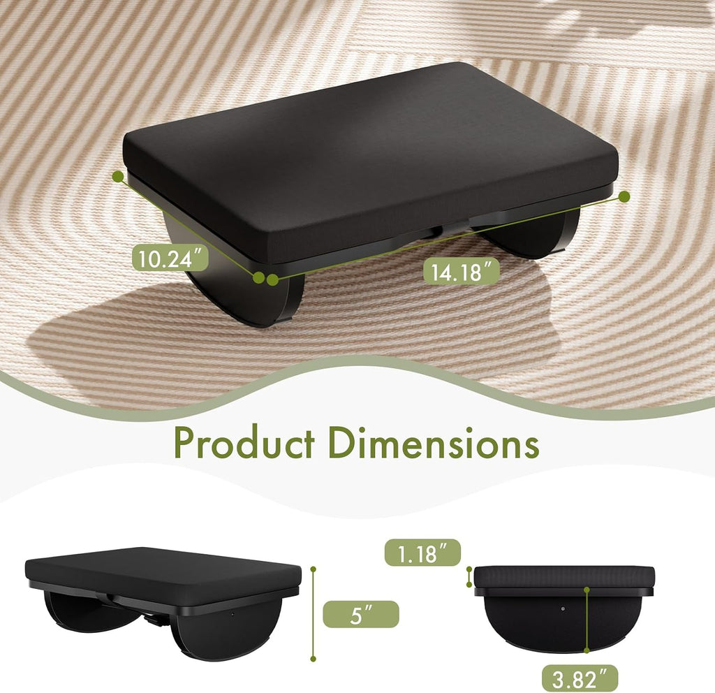 Wooden Under Desk Foot Rest with Detachable Cushion (Black) - Image 5