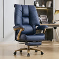 EXCEBET Big and Tall Executive Office Chair with Footrest, 400LBS Capacity Ergonomic High-Back Desk Office Chair with Lumbar Support, Padded Armrests & Thick Cushion, Blue PU Leather Chairs by EXCEBETOFFICECHAIR