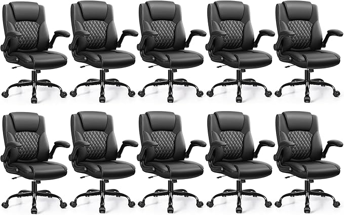 Leather Office Chair, PU Home Computer Desk Chairs with Ergonomic Back Support, 360°Swivel Free，Small Gaming Chair with Wheels and Adjustable Armrests, for Short People Use by BrickAttic