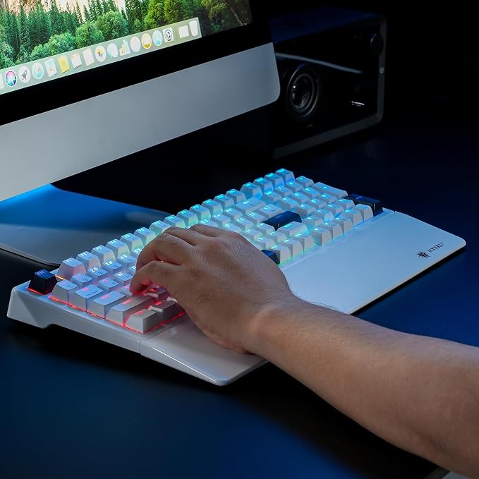 Wireless Mechanical Keyboard with Wrist Rest,Tri-Mode BT5.0/2.4GHz/USB-C Hot Swappable Custom Keyboard,Pre-lubed Clicky Switches,RGB Backlit Computer Gaming Keyboards for PC/Tablet/PS/Xbox(White) - Image 8