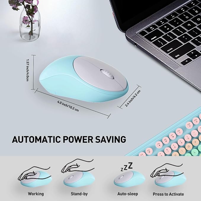 2.4GHz Wireless Keyboard and Mouse Set with Switch Button - Full-Size Keyboard - Compatible for Windows/Laptop/PC/Notebook/Smart TV and More - Green - Image 5