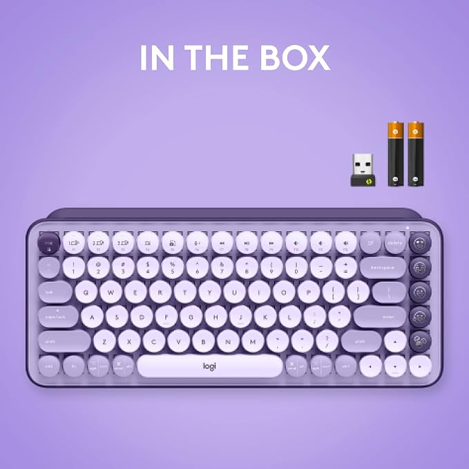 Logitech POP Keys Mechanical Wireless Keyboard - Cosmos | Customizable emoji keys, durable compact design, USB connectivity, multi-device, multi-OS compatible - Image 9
