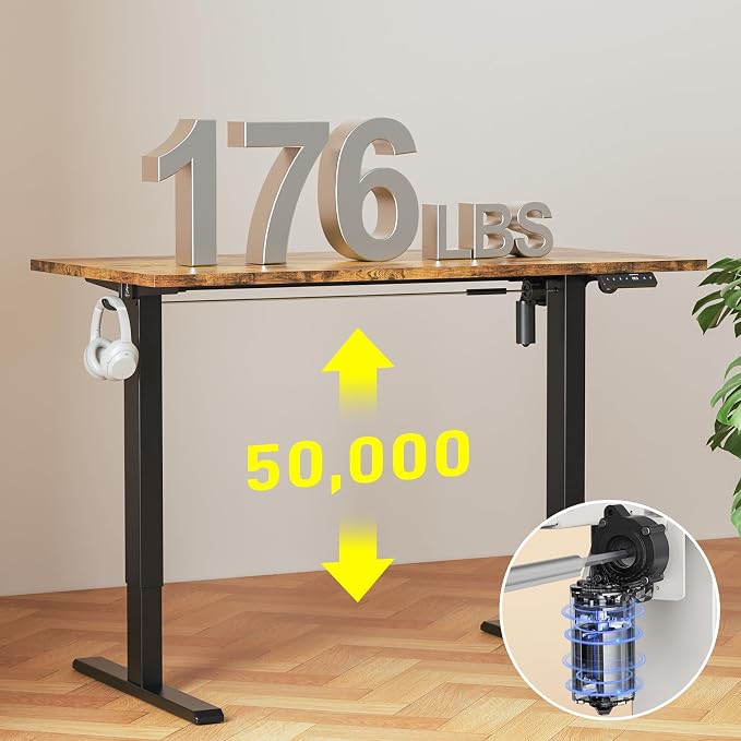 WALKINGDESK 48x24 Inches Whole Piece Electric Standing Desk, Seamless One Piece Height Adjustable Sit to Stand up Desk for Home Office, Ergonomic Computer Workstation, Rustic Brown - Image 5