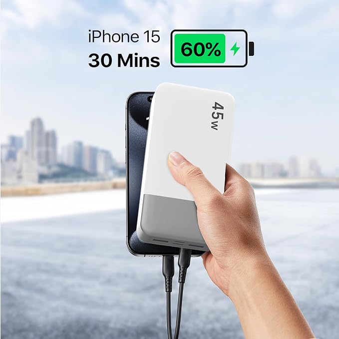 JUOVI Power Bank 45W 20000mAh Portable Charger USB C, PD QC Fast Charging 4-Port(2C+2A) External Battery Pack with LED Display, for iPhone 15 16 MacBook ipad | PD QC Fast Charging with 4 USB Ports(2C 2A), LED Display External Battery Pack for iPad Tabl... - Image 7