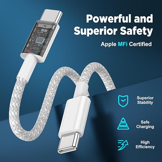 UCALMA USB C to USB C Cable [6FT+6FT+10FT] 3Pack 60W Long iPhone 17 16 15 Charger Cord Type C to C Cable Fast Charging for Apple iPhone 17 16 15 Pro Max Plus/MacBook Air/iPad Air/Samsung Galaxy - Image 4