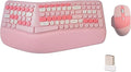 Wireless Ergonomic Keyboard and Mouse Combo with PU Wrist Rest, Carpal Tunnel Keyboard, 2.4G Colorful Split Ergo Keyboard, Comfortable Natural Typing, Compatible with PC/Laptop (Pink) by Lomiluskr-ColorfulComputerAccessories