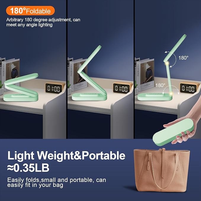 Giryuhd LED Desk Lamp for Office Home & Battery Operated Lamp Rechargeable Lamp Foldable & Portable Light, LED Desk Light Strip, 3 Brightness Dimmable Small Desk Lamp Wireless Reading Lamp - Image 3