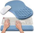 Hokafenle 2 in 1 Ergonomic Mouse Pad Wrist Support & Wrist Rest for Computer Keyboard Set, with Relieve Carpal Tunnel Pain Massage Bulge and Full Memory Gel Design (2In1 Set, Lake Blue) by Hokafenle