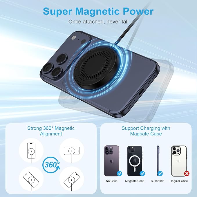 for Samsung S26 Ultra Magnetic Wireless Charger Fast Charging Pad for Galaxy S26 S26+ S25 FE Ultra S24 S23 S22 S21 Z Fold7,15W USB-C/A Android Phone Wireless Magsafe Charger for iPhone 17e 17 16 15 14 - Image 8