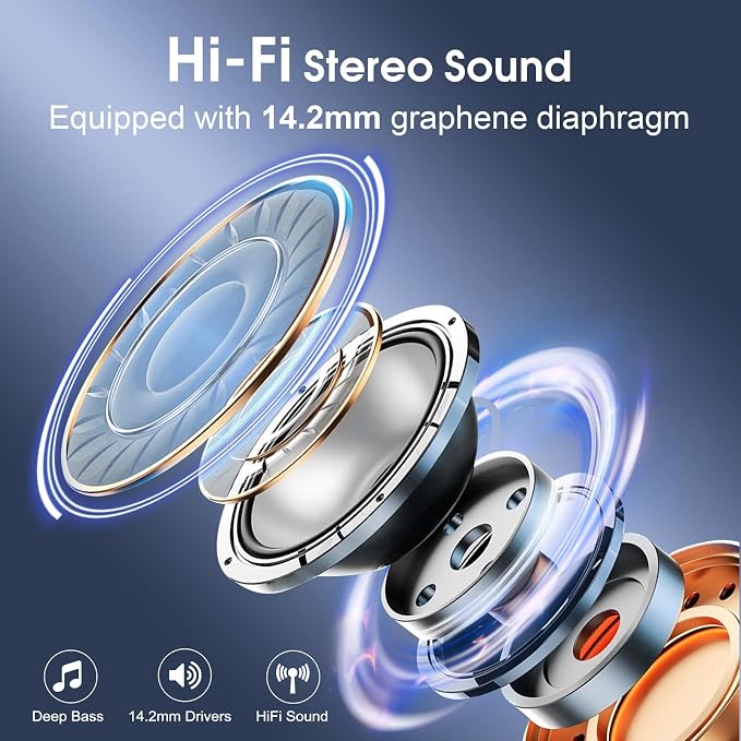 Wireless Earbuds 75H Bluetooth 5.4 Sport Headphones with Earhooks, Black | IPX7 Waterproof In-ear Buds Feature ENC Noise Cancelling Mic & Deep Bass. Stereo Sound Device for Gym Running Workout - Image 3