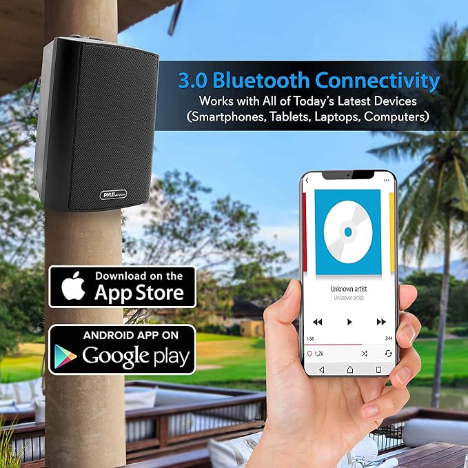 Pyle 6.5-Inch Wall Mount Waterproof Bluetooth Speaker System – Indoor/Outdoor Audio Pair with Built-in Digital Amplifier, Weather-Resistant Housing, High-Power Sound, Easy Installation (Black) - Image 6