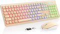 Wireless Keyboard and Mouse Combo with RGB Backlit, Rechargeable | Light Up Letters, Full-Size, Soft Typing, Sleep Mode, 2.4GHz Quiet Keyboard Set for Mac, Windows, Laptop, PC, Trueque KM42Pro by Trueque