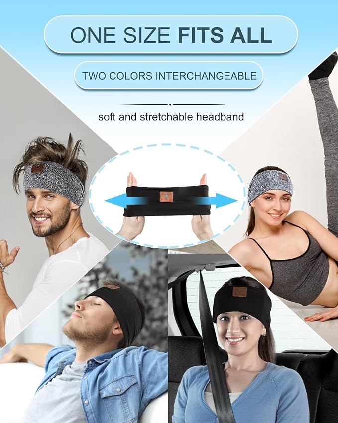 2-Pack Sleeping Headphones, Headband Headphones with Thin Speakers | Wireless Bluetooth Headband for Running Sports Workouts Yoga Travel Meditation Gift for Men Women - Pattern Black&Pattern Red - Image 5
