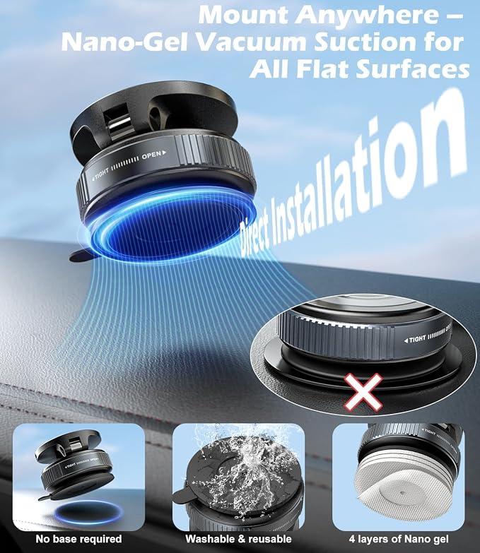 CloudValley 15W Fast Wireless Charger Car Phone Mount Charger with Type-C Fast Car Charger, Vacuum Suction Cup Magnetic Phone Holder Design for MagSafe iPhone 17 Pro Max 16-12 Series,Pixel 10 Pro XL - Image 5