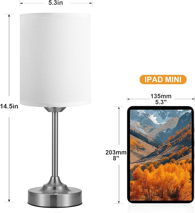 Touch Control Cordlss Table Lamp, USB-C Rechargeable Lamp with Stepless Dimming, 4000mAh Battery Operated Bedside Lamp for Bedroom, Living Room, Night Light & Emergency Lighting, Silver, 2 Pack - Image 5