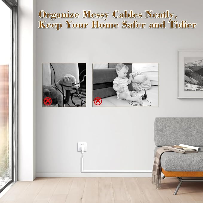 39”Cord Hider for Wall Mounted TV,Adhesive One-Cord Cable Hider for Wall,Cord Covers Raceway Kit for Wires Hider Along Wall,Flexible Silicone Cable Concealer for Home Office,W 0.54”× H 0.39” - Image 5
