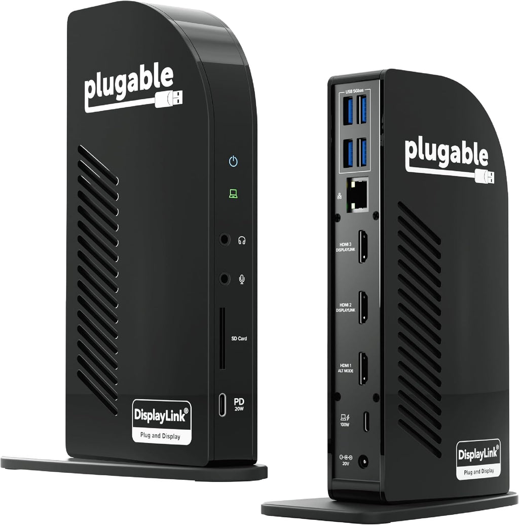 Plugable USB-C Triple Monitor Docking Station, 13-in-1, 100W Charging by Plugable