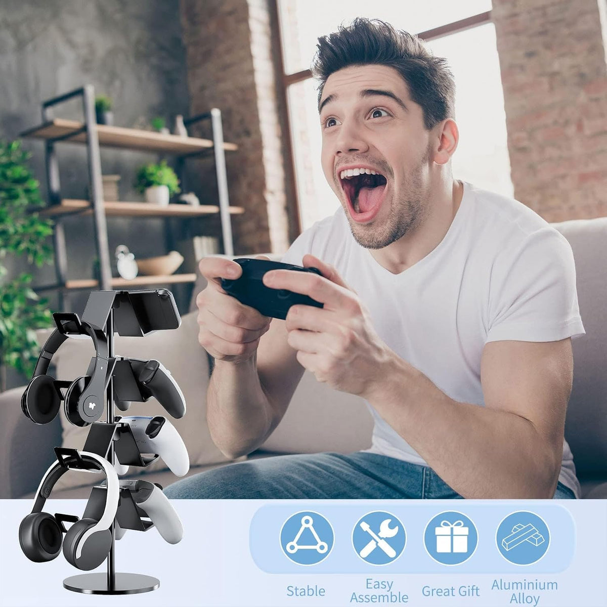 Controller Holder 4 Tier,Headphone Stand for Xbox PS5 PS4 - Image 6