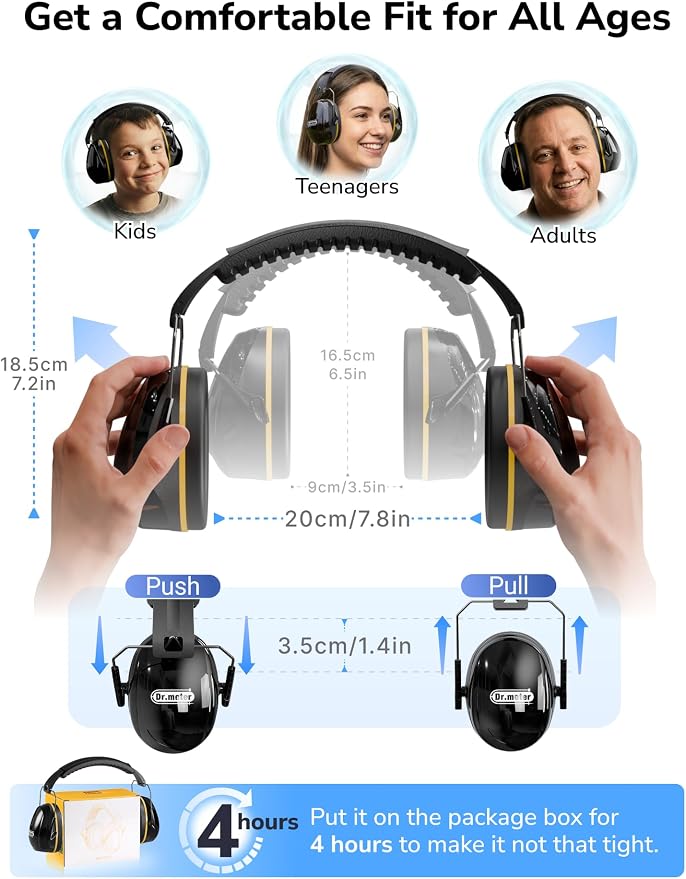 Dr.meter FM-1B Noise Cancelling Ear Mffs for Adults Kids Ear Protection | 31dB Earmuffs for Noise Reduction, Kids Hearing Protection Headphones for Shooting Gun Range, Mowing, Monster Jam, Sensory - Image 9