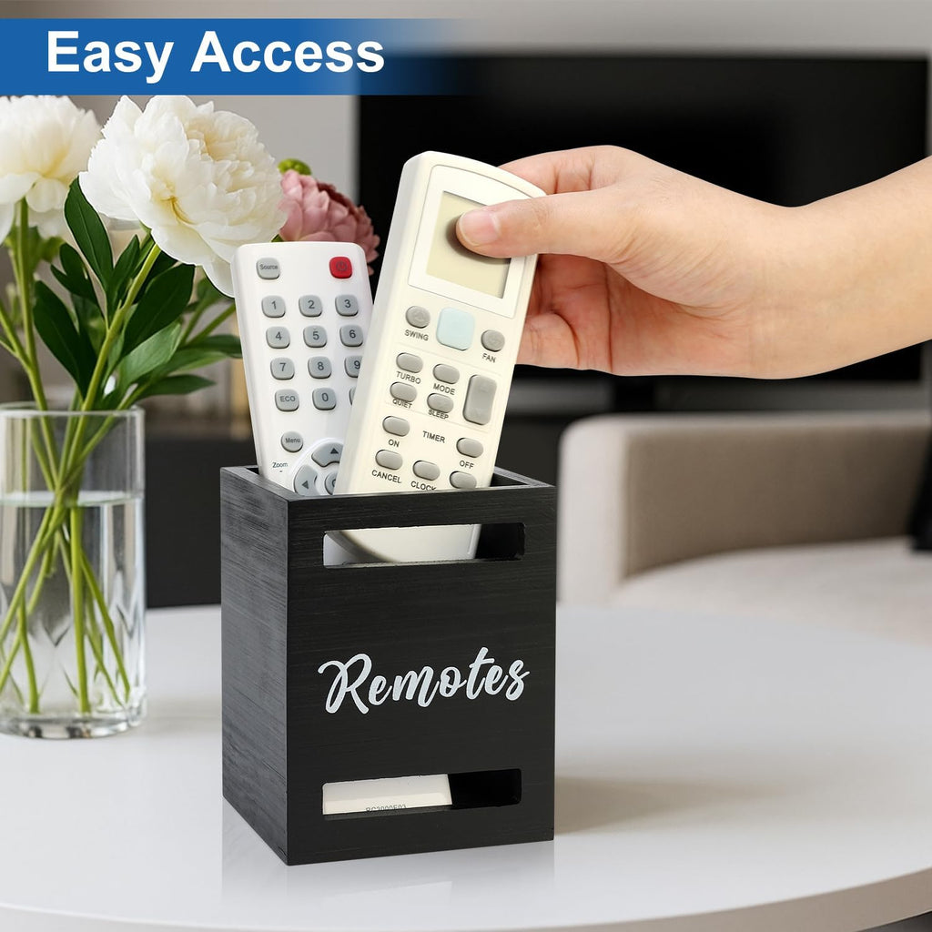 Black Wooden Table Remote Holder Wall Mount Nightstand TV Controller Caddy - Image 5