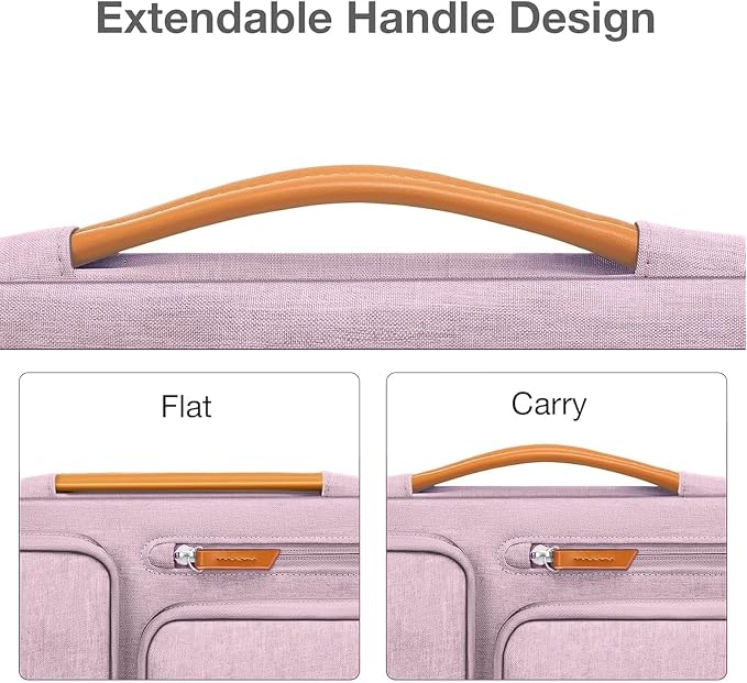 MOSISO 360 Protective Laptop Case 13.3 inch, 13-13.3 inch Laptop Sleeve | Compatible with MacBook Air/Pro 13 / Pro 14,HP Dell Acer ASUS, Side Open Carrying Case with 4 Zipper Pockets, Pastel Pink - Image 5