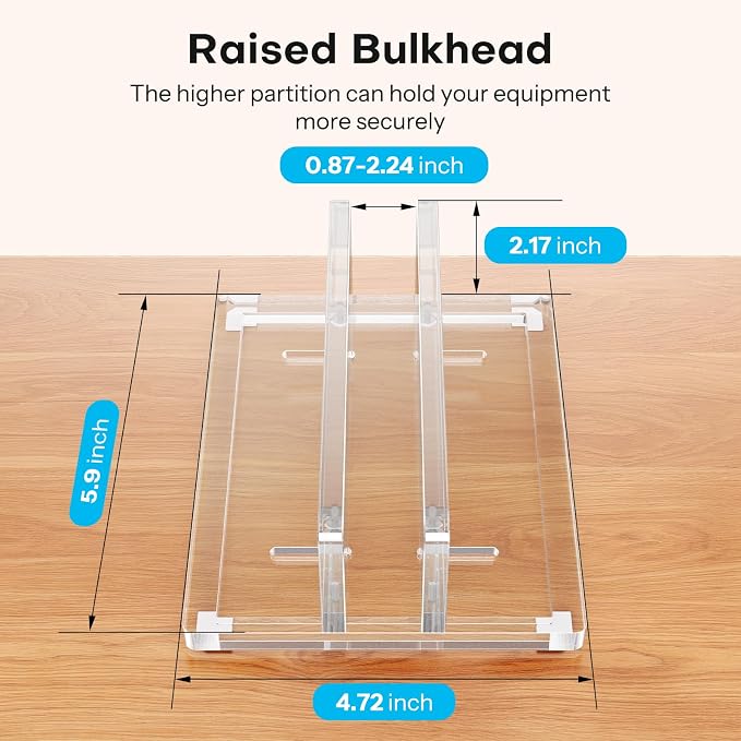 OMOTON Vertical Laptop Stand, Acrylic Single Holder for MacBook Gaming | Adjustable Width 0.87-2.24", Clear Acrylic Single Slot Stand for Desk, Compatible with MacBook Pro/Air HP Gaming up to 17" - Image 3