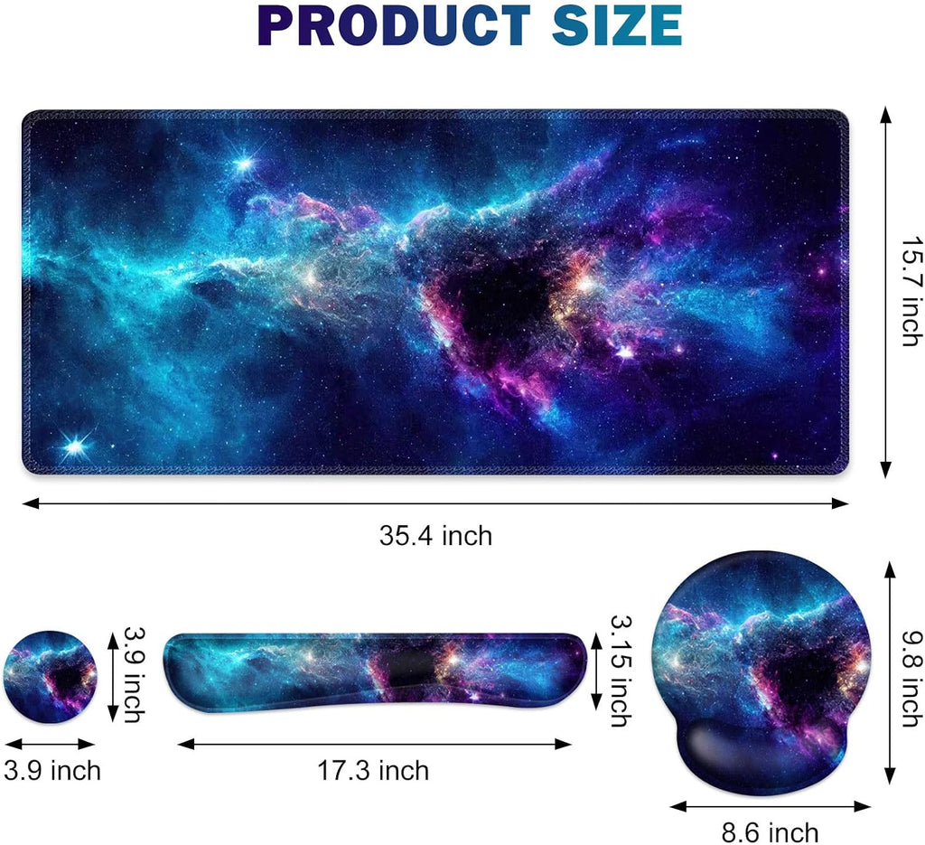Mouse Pad, 4in1 Mousepad + Keyboard Wrist Rest+Mouse Wrist Rest+Coaster Set - Image 2