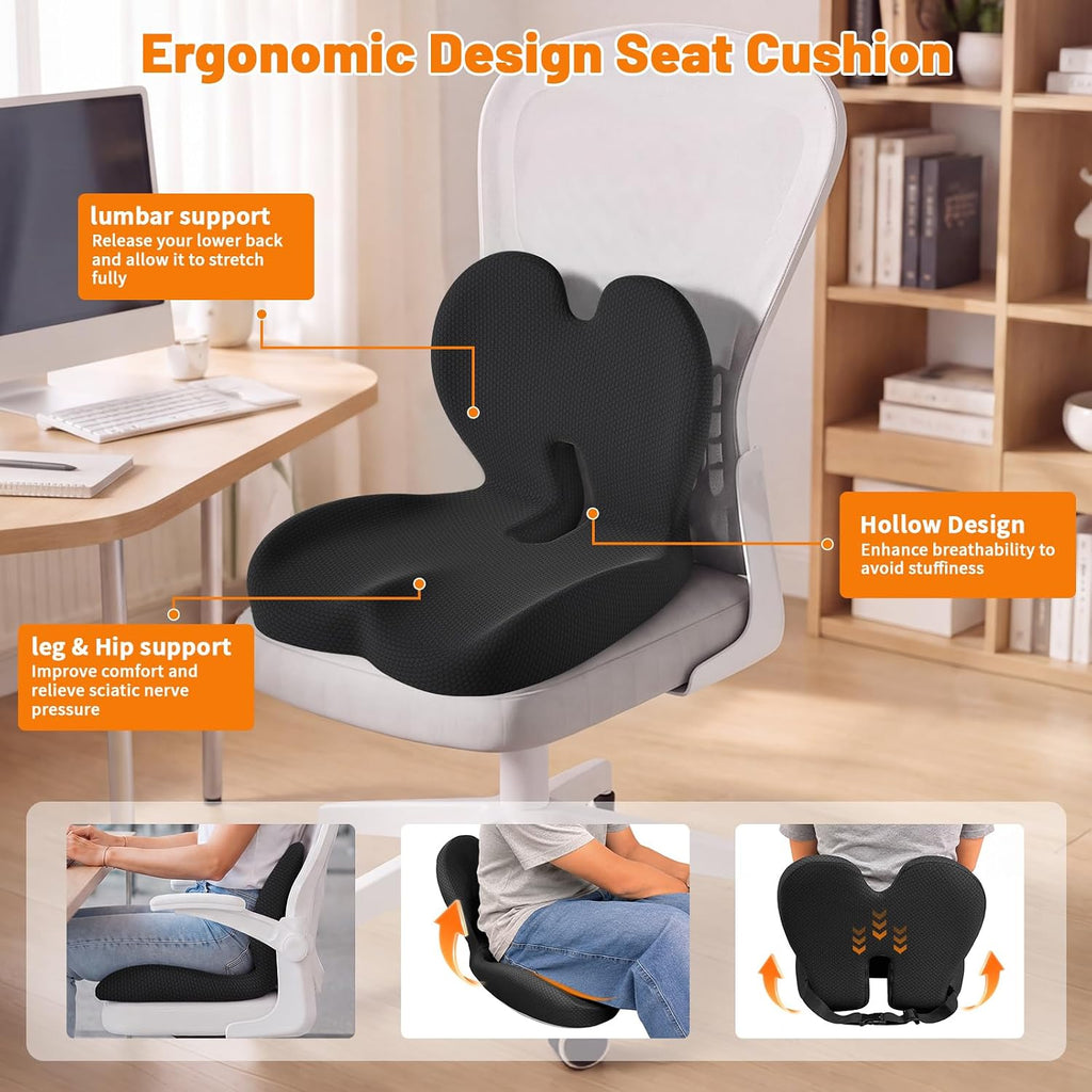 Ergonomic Seat Cushion & Lumbar Support Pillow for Office - Image 4