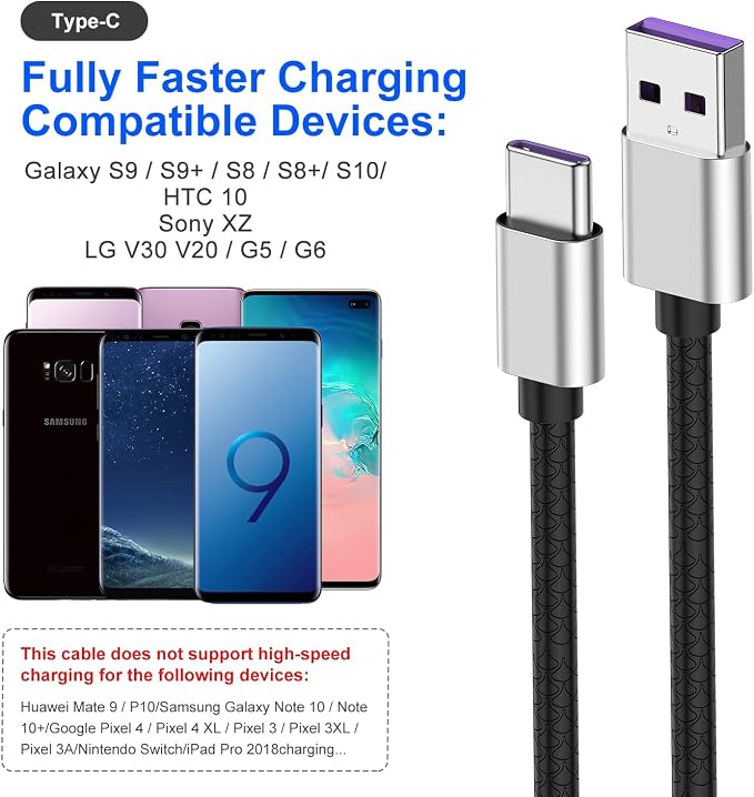 USB Type C Cable 3ft [2 Pack], Compatible with Samsung Galaxy S9 S10 S8 Plus Charger Cord(3A Fast Charging), TPE USB C Type Charger Cable,USB A to Type C for iPhone 15/15 Pro Max Samsung A32/A20/A51 - Image 6