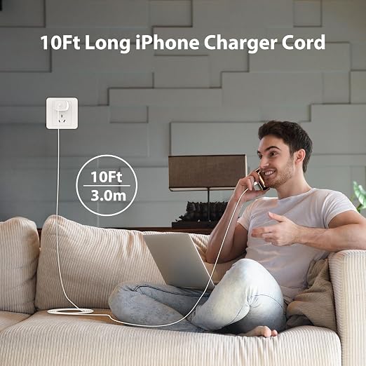 iPhone 17 16 15 Charger Fast Charging USB C Charger Type C Chargers with 10 Ft Long USB C to USB C Cable Fast Charging Cord for iPhone 17/Pro/Pro Max/17 Air/16/16 Pro/16 ProMax/15/Pro/ProMax,White - Image 6