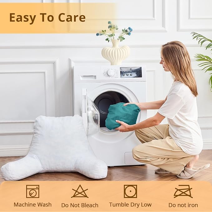 Sasttie Reading Pillow for Bed, Back Pillow for Sitting Up, Teal Blue | 18" Backrest Support Cushion for Couch, Sofa, and Floor, Dorm Essentials, OEKO-TEX, Adjustable Down Alternative Fill - Image 8