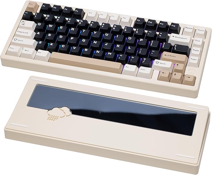 KEEBMONKEY WOBKEY Rainy 75 CNC Aluminum HMX/JWK/Cocoa Switches Triple-Mode Connectivity Mechanical Keyboard with Superior Acoustics, RGB/PP/Mirrored Glass/3500mAh/Violet Switch (Standard - White) by KEEBMONKEY