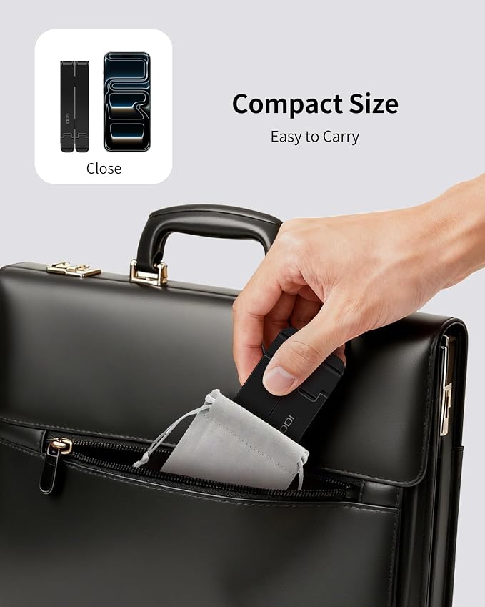 2025 Foldable Laptop Stand for Desk - Bi-fold Ergonomic Spring Adjustable Computer Holder, 3 in 1 Metal Portable Laptop Stand for Notebook, Phone, Tablet,10-16", Desk & Travel Use - Image 7