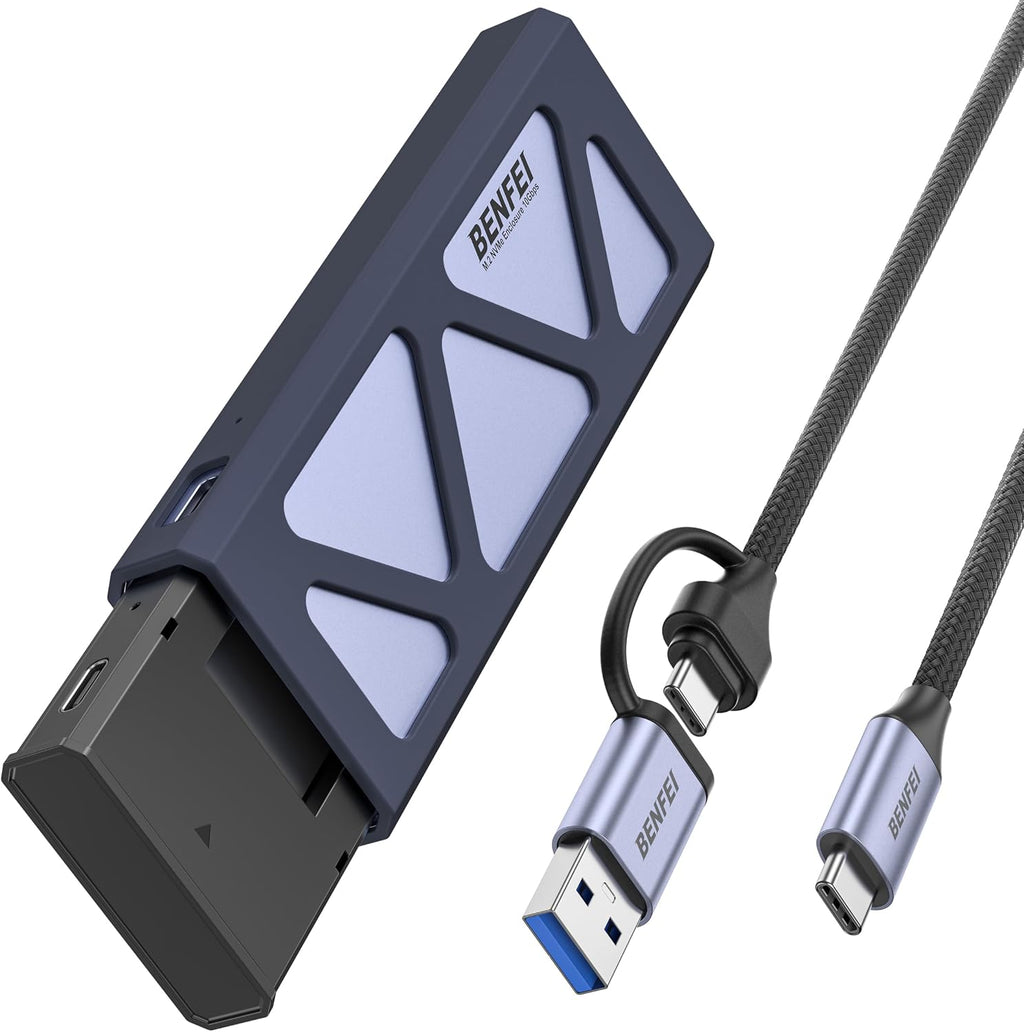 BENFEI M.2 NVME SSD Enclosure, Tool-Free USB C (10Gbps) to NVME Adapter Supports 10s Power Loss Protection, Compatible with NVME M and B&M Keys with Size 2230/2242/2260/2280 SSDs by BENFEI