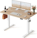 FEZIBO Standing Desk, 48 × 24 Inches Electric Height Adjustable, Sit and Stand Up, Computer Office Desk with Splice Board, White Frame/Maple TOP | Sit and Stand Up Adjustable Desk, Home Office Computer Desk with 3 Customizable Memory Presets by FEZIBO
