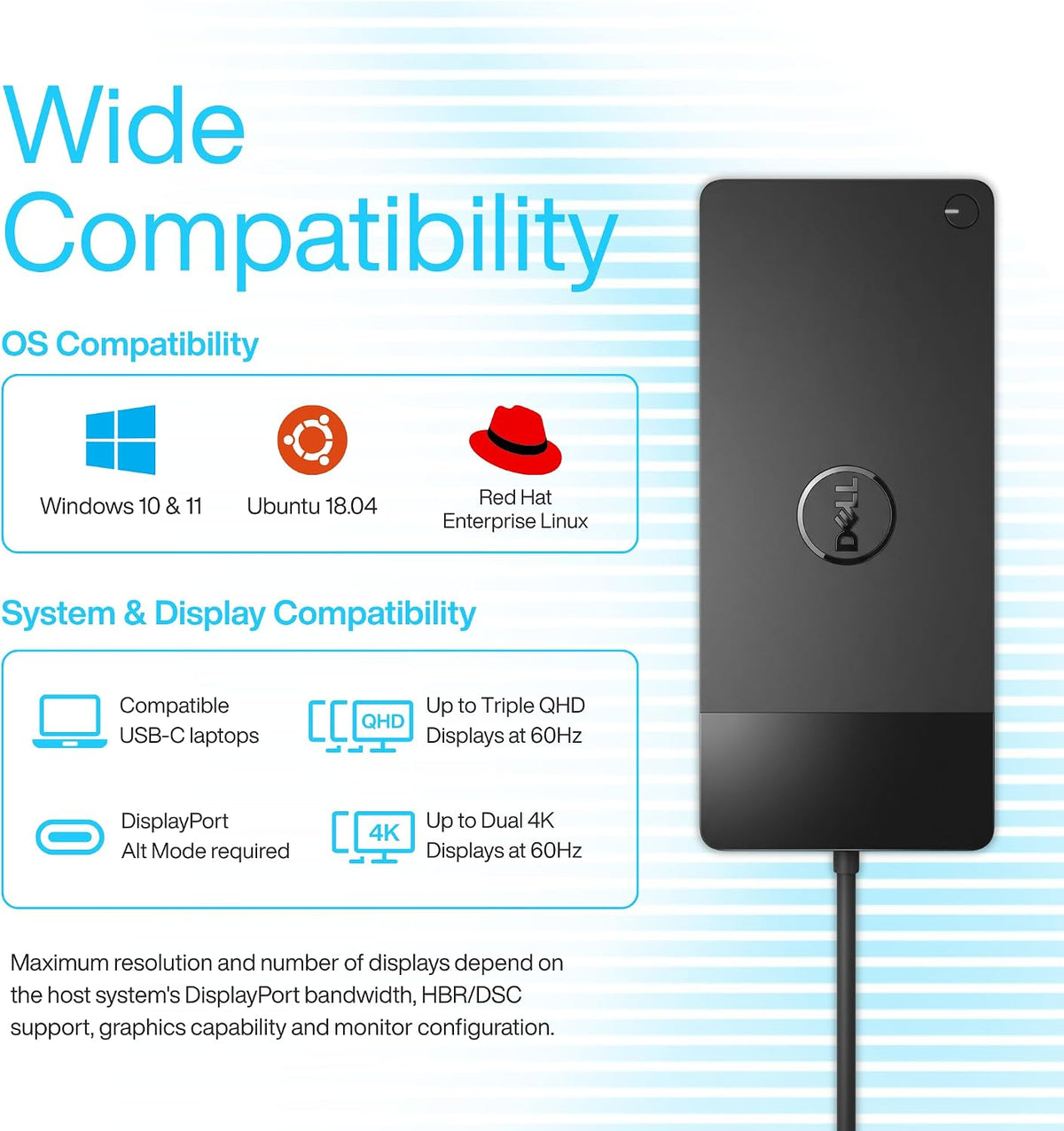 Dell WD19S Docking Station Dual Monitor - 180W USB-C, HDMI + DisplayPort | Features mini-DisplayPort, 2x USB-C & 3x USB-A 3.0 for full expansion (Renewed) - Image 4