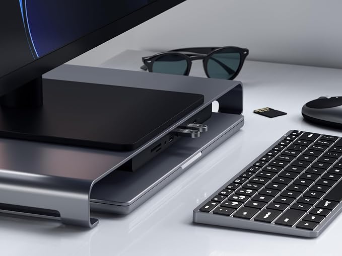 Satechi USB-C Hub Monitor Stand, 3 USB 3.0 Ports, For Desktop Computers | USB-C data port, micro/SD card readers, audio jack, for desktop computers, monitors, laptops - Image 8